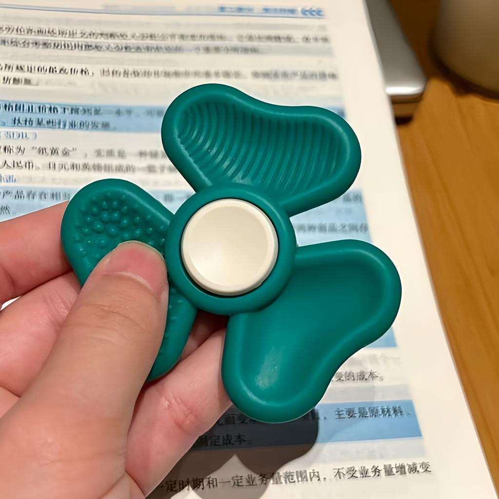 Clover Fidget Spinner Sensory Stone Toy Creative Silicone Textured Worry Rocks Improve Focus Anti-Distraction Finger Toy