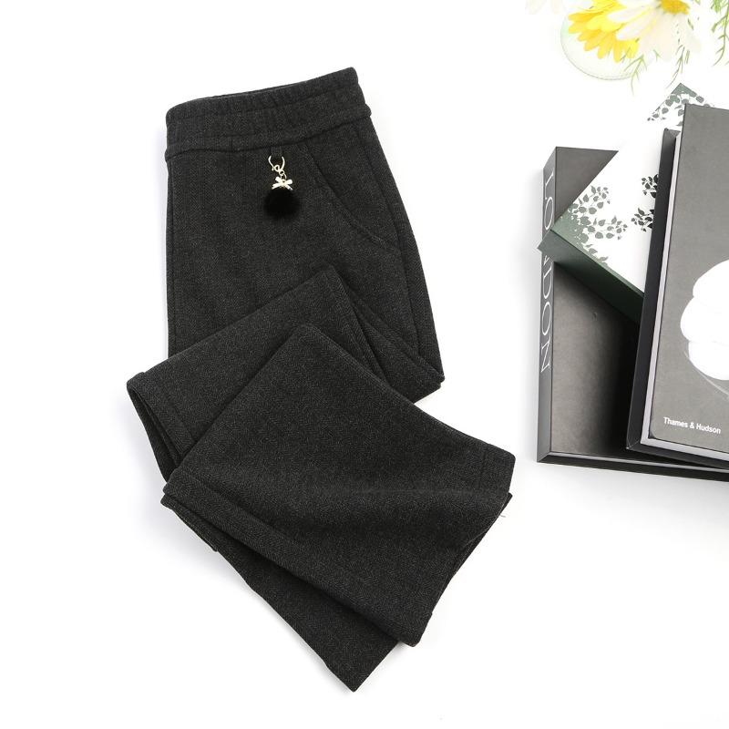 

Skinny cashmere woolen micro-flared pants straight casual women s pants autumn and winter new drape high-end fashion trousers women XXL [recommended 90-55kg чёрный