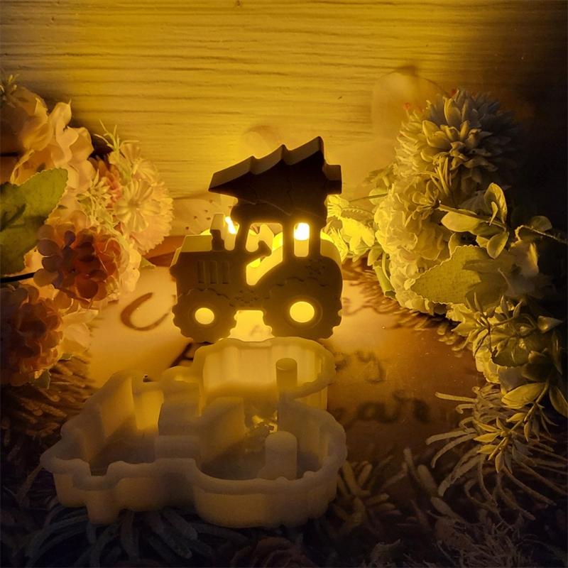 DIY Resin Countdwons Silicone Mold Set Convenient Tractor Christmas Tree Silicone Mold for Home Decoration Crafting