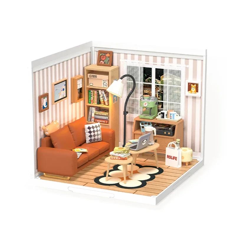 Plastleker 3D-puslespill Puslespill Superbutikk Koselig Stue Salong Plast DIY Miniaturhussett Byggeklosser