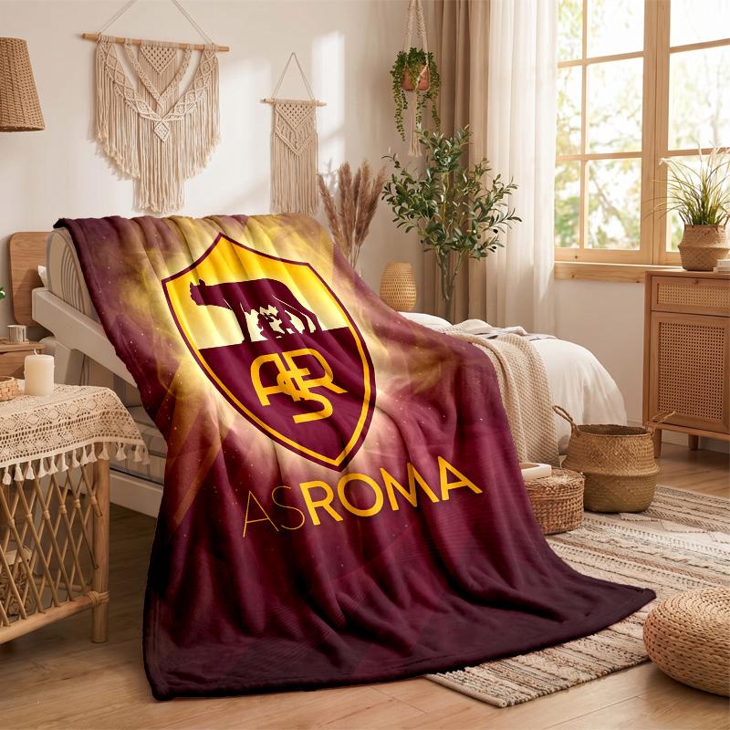 Coperta in Pile Tema AS Roma Morbida e Accogliente Coperta in Peluche per Camera da Letto Divano Viaggio
