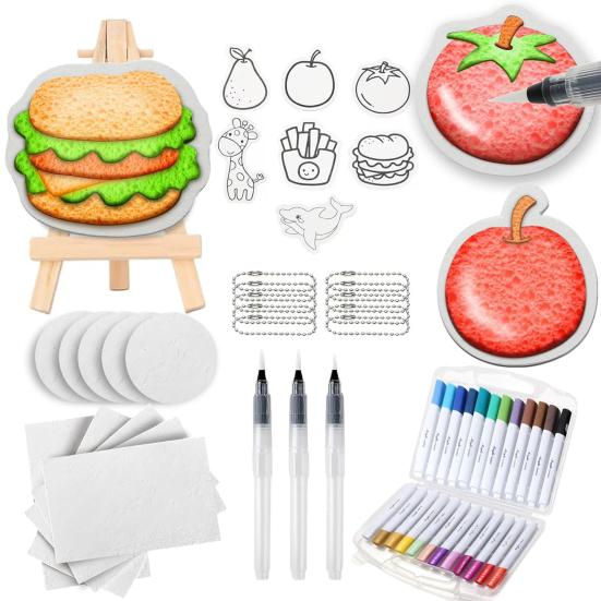 55Pcs 3D Foam Texture Painting Kit for Watercolor Paint Markers Soft-tip