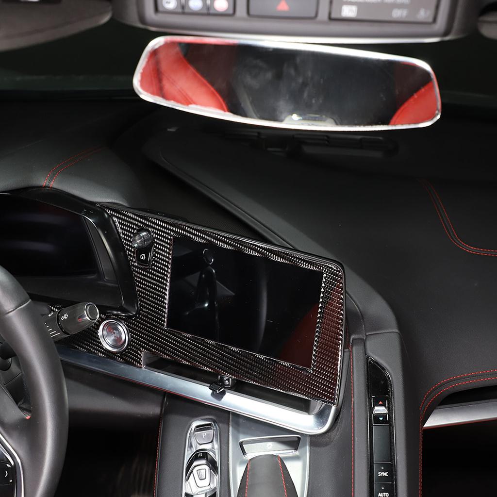 Soft Carbon Fiber Navigation Screen Panel Sticker Trim For Corvette C8 -25