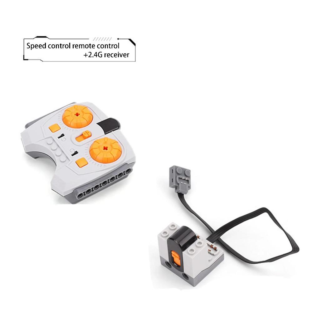 Elmotor Ställ in bilfjärrkontrollen Batteriboxbrytare med LED-ljus Strömfunktion MOC Byggstenar Bilar Motorleksaker