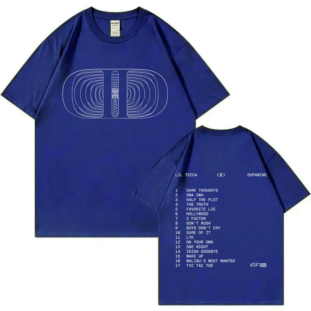 Rapper Lil Tecca Dopamine 2025 Neues Album Merch T-Shirt Mode Hip Hop Kurzarm T-Shirts Herren Damen Lässige Übergroße T-Shirts