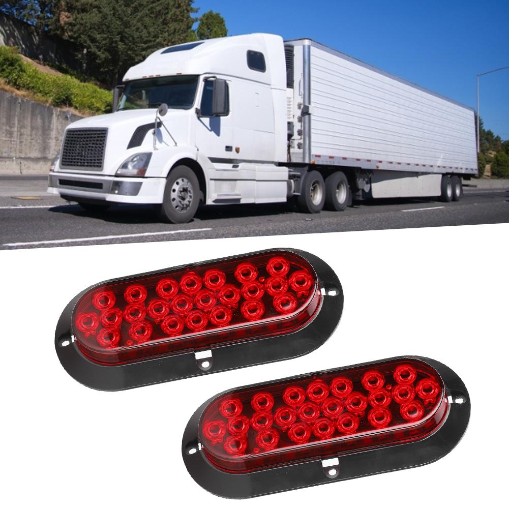 2PCS 6in 24LED Oval Red Brake Taillight Waterproof Rear Lamp for Truck Trailer 12V