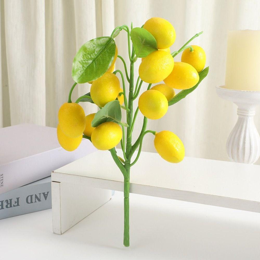 Realistic Artificial Lemon Branches Plastic Fruit Props DIY Fake Strawberry Vase Decoration