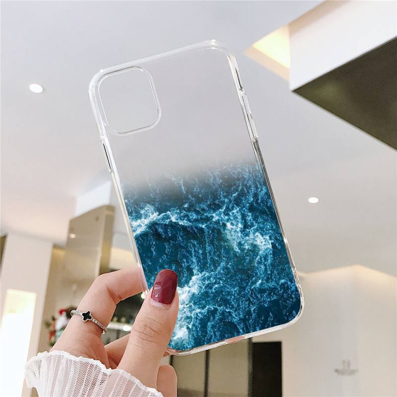 Прозрачный чехол для телефона с морской водой и волнами для iPhone 6, 7, 8, 11, 12, 13 s mini pro X XS XR MAX Plus SE, чехол Funda