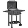 Holzkohlegrill BBQ Smoker mit Deckelthermometer Höhenverstellbare Kohleschale Grillrost Seitentisch Ascheschale