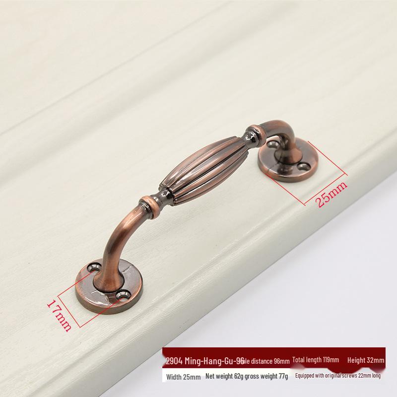 Euro Retro Iron & Wood Handle for Large Door - Antique-Style Sliding or Wardrobe Cabinet Surface-Mount
