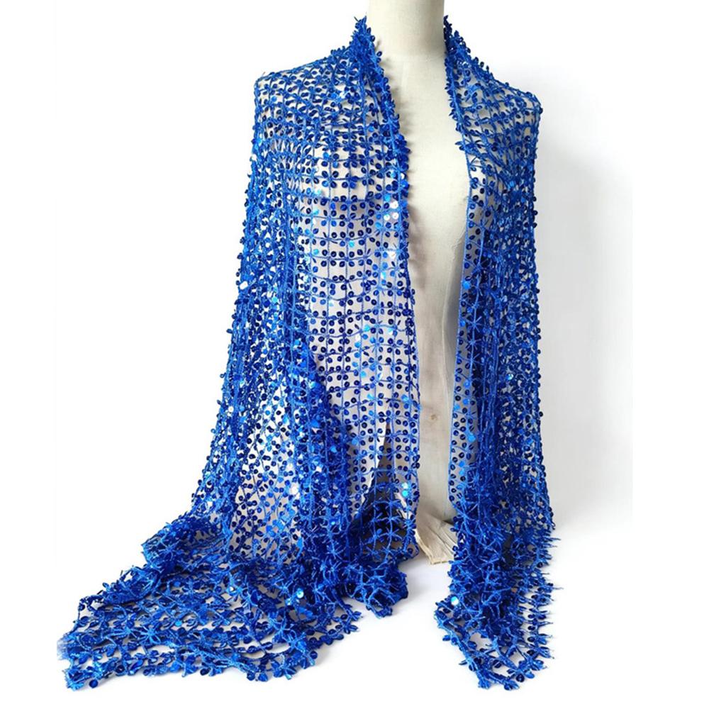 Ethnic Glitter Sequin Hollow Out Scarf, Multi-functional Shawl & Headscarf for Women Evening Party