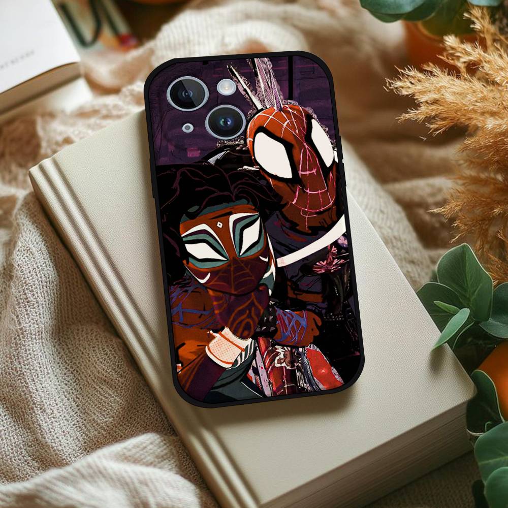 S-Spiderman Punk Style Phone Case For IPhone 1716 15 14 13 Pro Max 11 12 Mini X Xs XR Black Silicone Cover