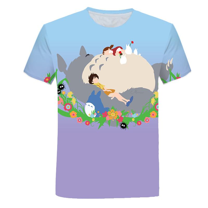 Naujo dizaino „Totoro Print“ marškinėliai vyrams Vasaros laisvalaikio įdomūs anime marškinėliai trumpomis rankovėmis apvalia kaklo drabužiai paaugliams