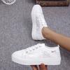 Fashion Women Shoes 2025 Fashion Summer Casual White Shoes Cutouts Lace Canvas Hollow Breathable Platform Flat Shoes Woman Sneakers