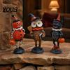 Holiday Fireplace Mantel Decor Wooden Halloween Resin Figurines, Pumpkin Scarecrow Wizard Owl Black Cat Country Style Figurines Statue, Rustic Desktop