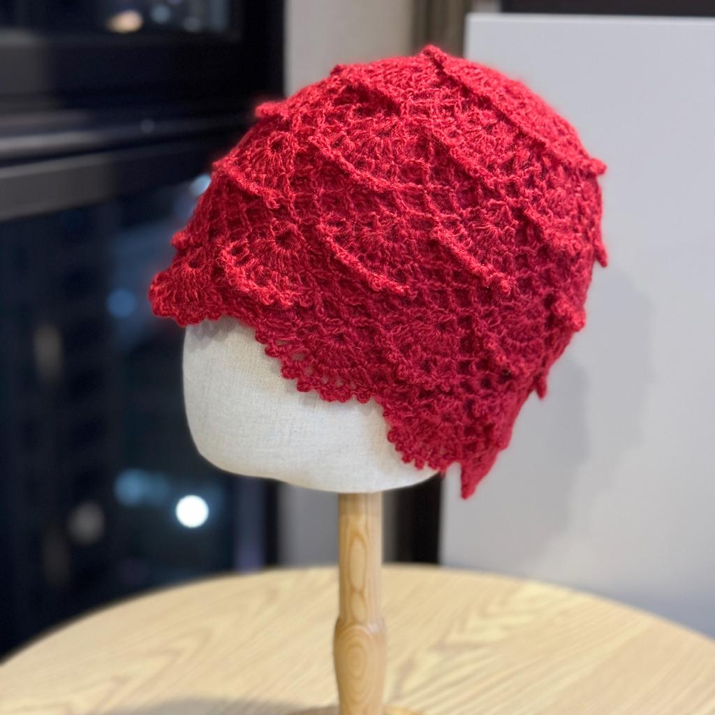 New Double Layered Hand Crocheted Pullover Hat for Women In Autumn and Winter Korean Version Versatile Warm Knitted Woolen Hat Trendy Baotou Hat