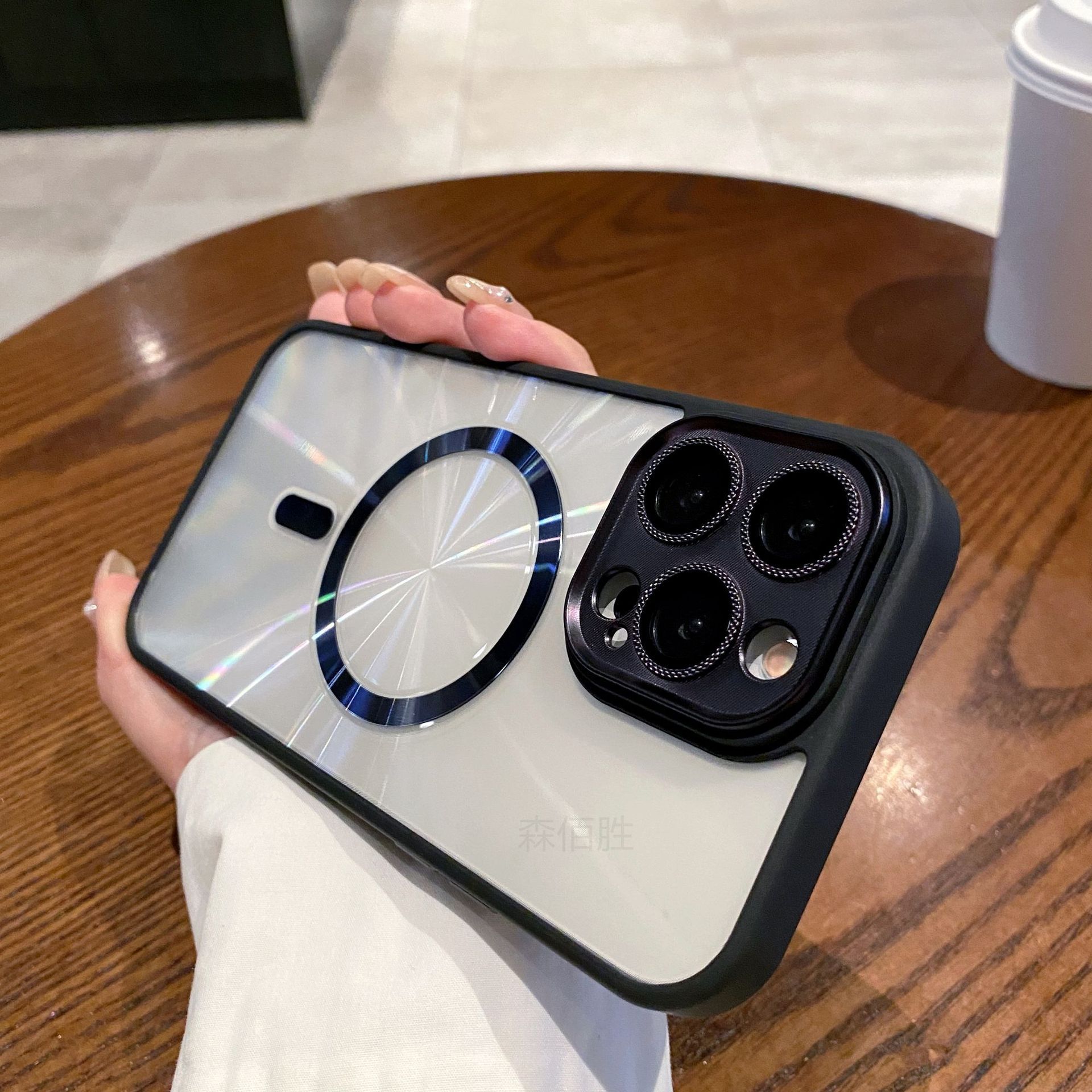 

Подходит для iPhone16 ProMax Чехол с магнитным креплением с CD-паттерном «Аврора» Apple 15 Пленка для защиты объектива во всю поверхность 14 Противоударный чехол iPhone11pro чёрный