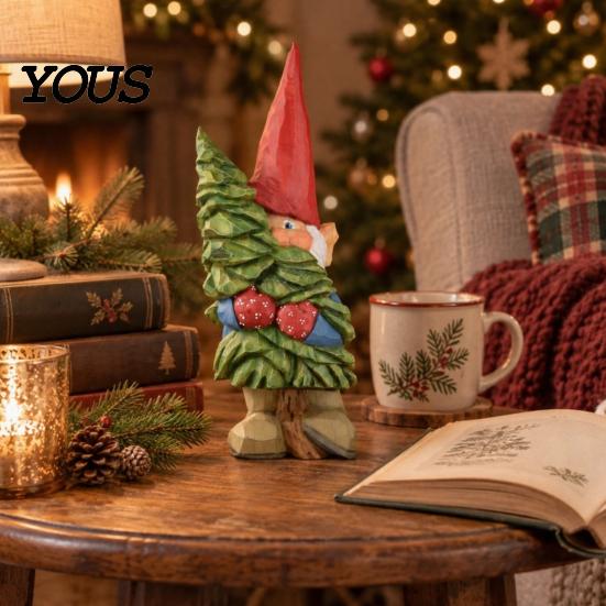 Weatherproof Courtyard Decor Rustic Resin Gnome Ornament, Hand Painted Nordic Style Dwarf Figurine for Holiday Home Garden Balcony Embellishments and