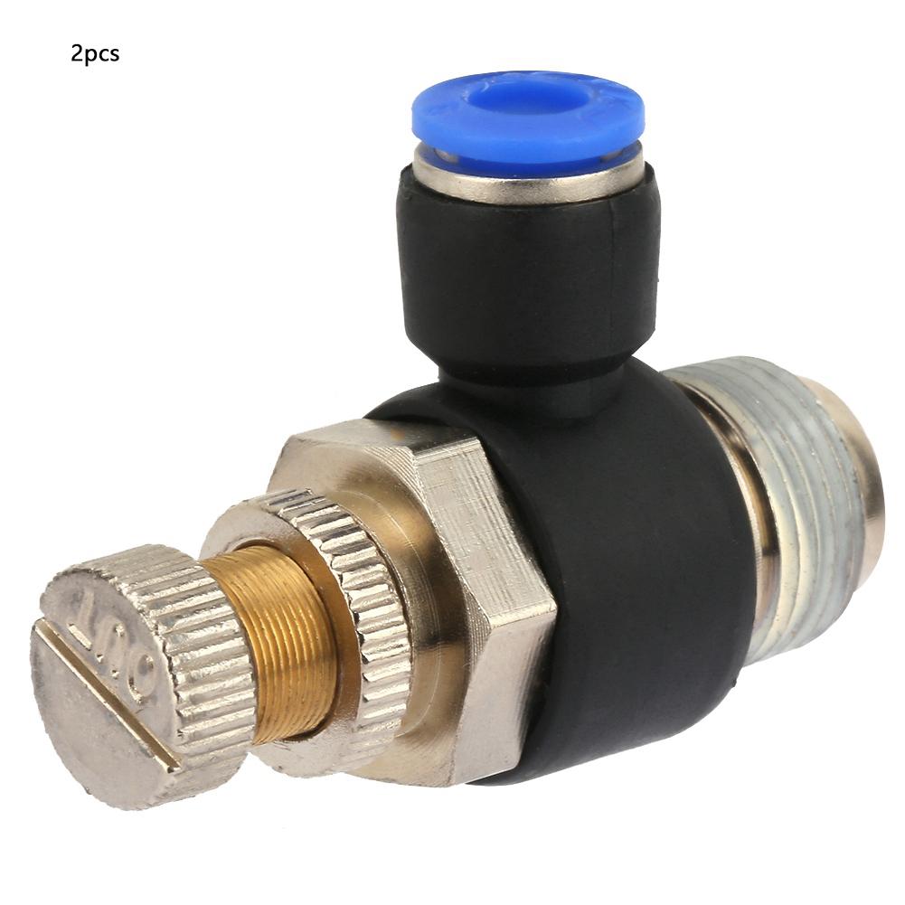 2pcs Tube Air Flow Speed Controller Pipe Pneumatic Fitting Regulator Valve SL6 04