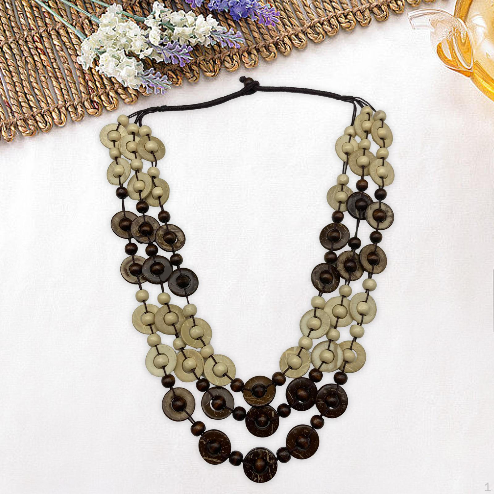 Богемское Ожерелье Модное Деревянное с Бусинами для Женщин Вечеринка День Рождения Brown White