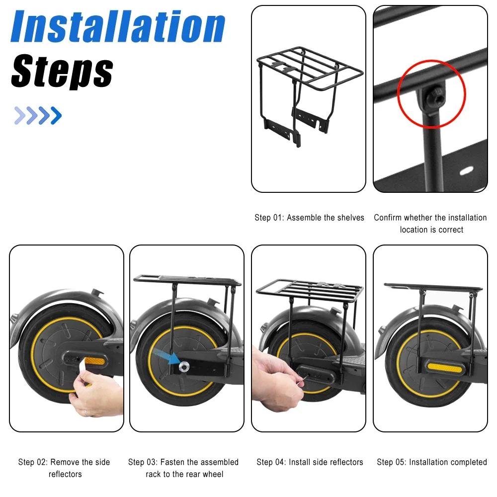 Luggage Cargo Rack Parts For Ninebot Max G30 G30LP/D Electric Scooter Thicken Steel Folded Rear Rack Storage Shelf  Accessories