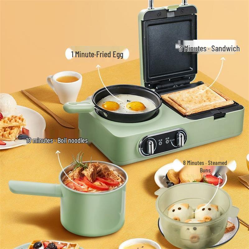 Versatile Breakfast Station: Steamer, Boiler, Fryer, Griller, Sandwich Maker & Noodle Cooker