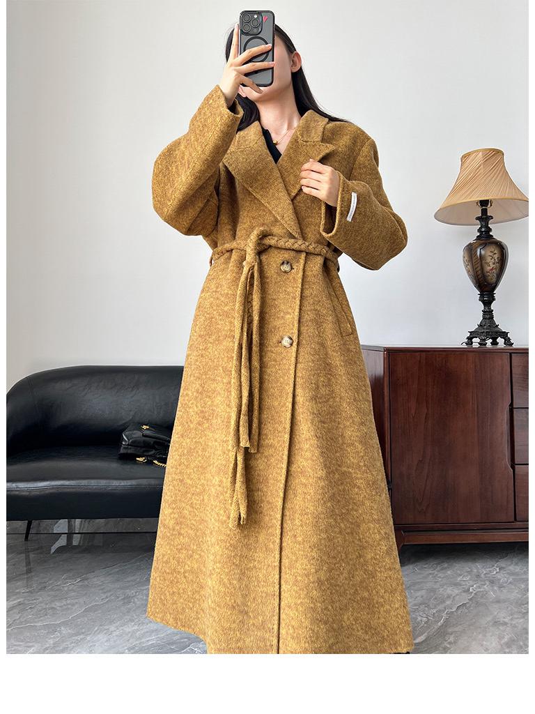 Dámský oboustranný kašmírový vlněný kabát - 2025 podzim/zima korejský módní styl.