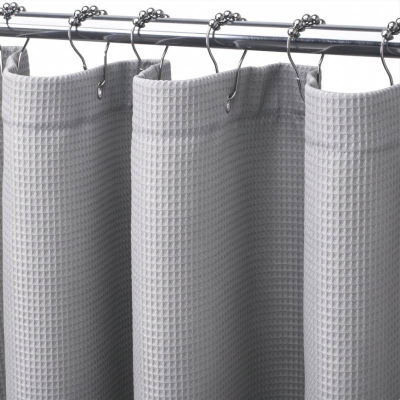 Cortina de ducha de poliéster de color liso con tejido gofrado moderno para decoración de baño