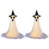 2Pcs LED Halloween Ghost Decorations 8 Modes Standing Ghost Ornament IP44 Waterproof Light-Up Tripod Ghost Statue for Home Decor