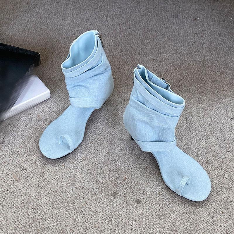 Fashion Female Low Heel Footwear Open Toe Sandals Boots For Ladies Fashion Round Toe Women Ankle Sandals Booties With Zippers Shoes