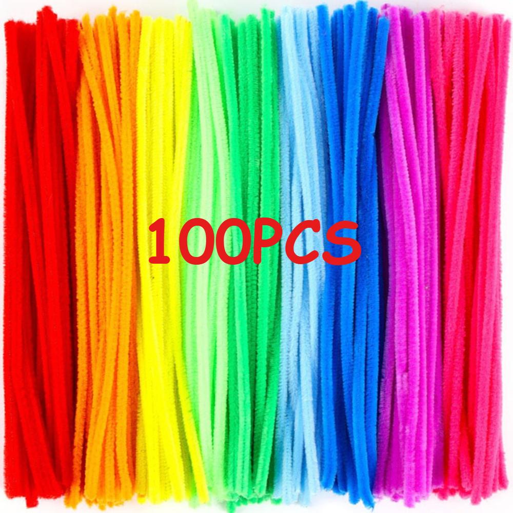 

100pcs Pipe Cleaners Plush Stick Twisting Bar Chenille Stems Wire Pipe Kids Toys DIY Strips Creative Hobby Material Stem Iron