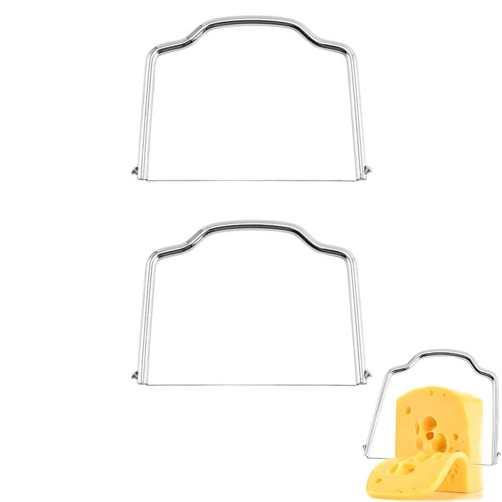 Multipurpose Handheld Cheese Wire Stainless Steel Cheese and Ham Slicing Stainless Steel Cheese Cutter with Comfortable Set Cutter, Tool, Grip,