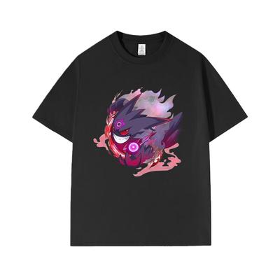 Pokémon Anime Gengar Printing Oversized Cotton Tshirt Men and Women Comfortable Fashion Y2K Childrens Clothing Summer Tshirt