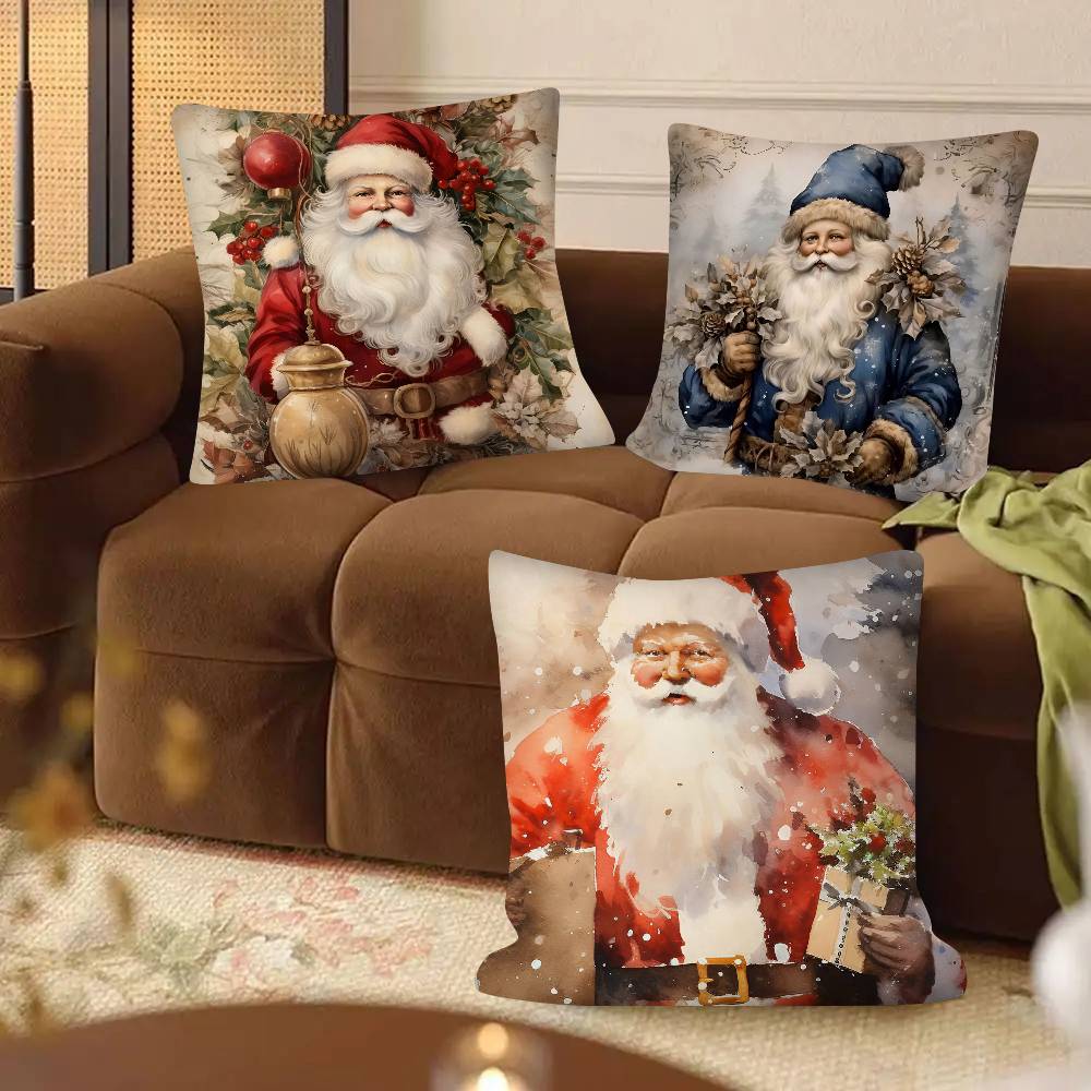 Santa Claus Pillow Case Fashion Square Pillowcase Bedroom Sofa Room Ins Decoration Leisure