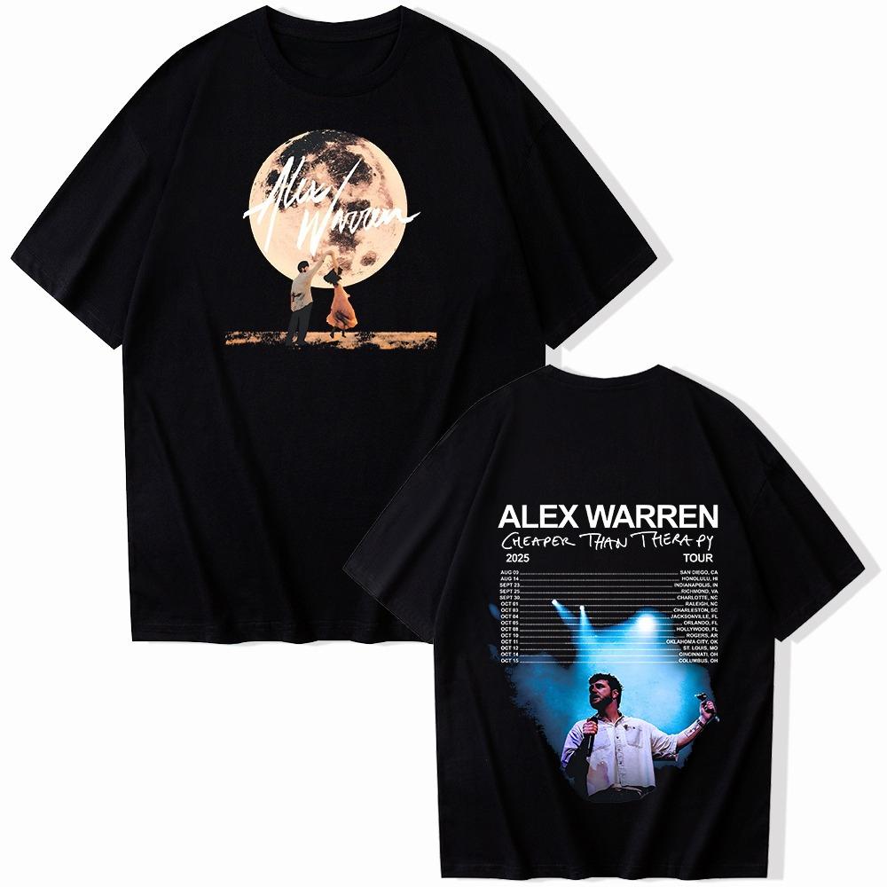 

Alex Warren Music Tour Printed Men s Pure Cotton T-shirt Round Neck Short Sleeve Extra Large Retro Summer Streetwear Unisex... S разноцветный