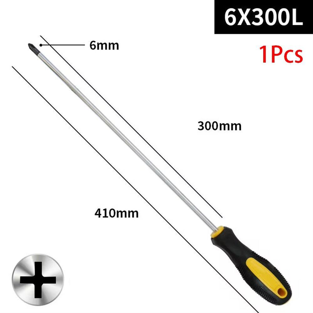 6x300mm Screwdriver Long Slotted Cross Head Screwdriver Bits Rubber Handle Multipurpose Magnetlc Manual Screw Driver Tools