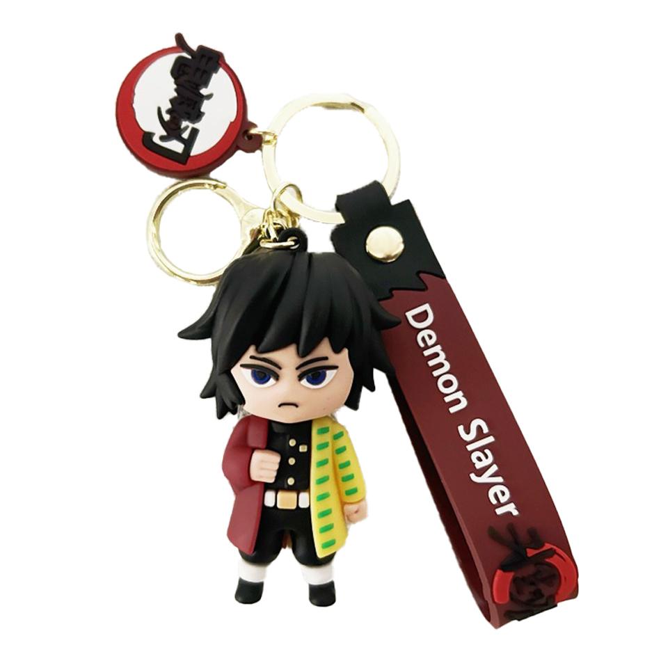 Anime Demon Slayer Kimetsu No Yaiba Doll Blade of Ghost Keychain Cute Characters Bag Pendant Car Key Chain Ring Fans Toy Gift