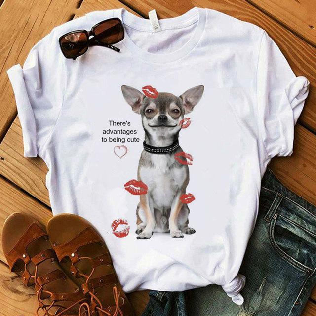 Zogankin Chihuahua Momma Print Dámské tričko Léto Nová móda Tričko Funny Dog Design Krásná dívka Tričko Tričko Femme