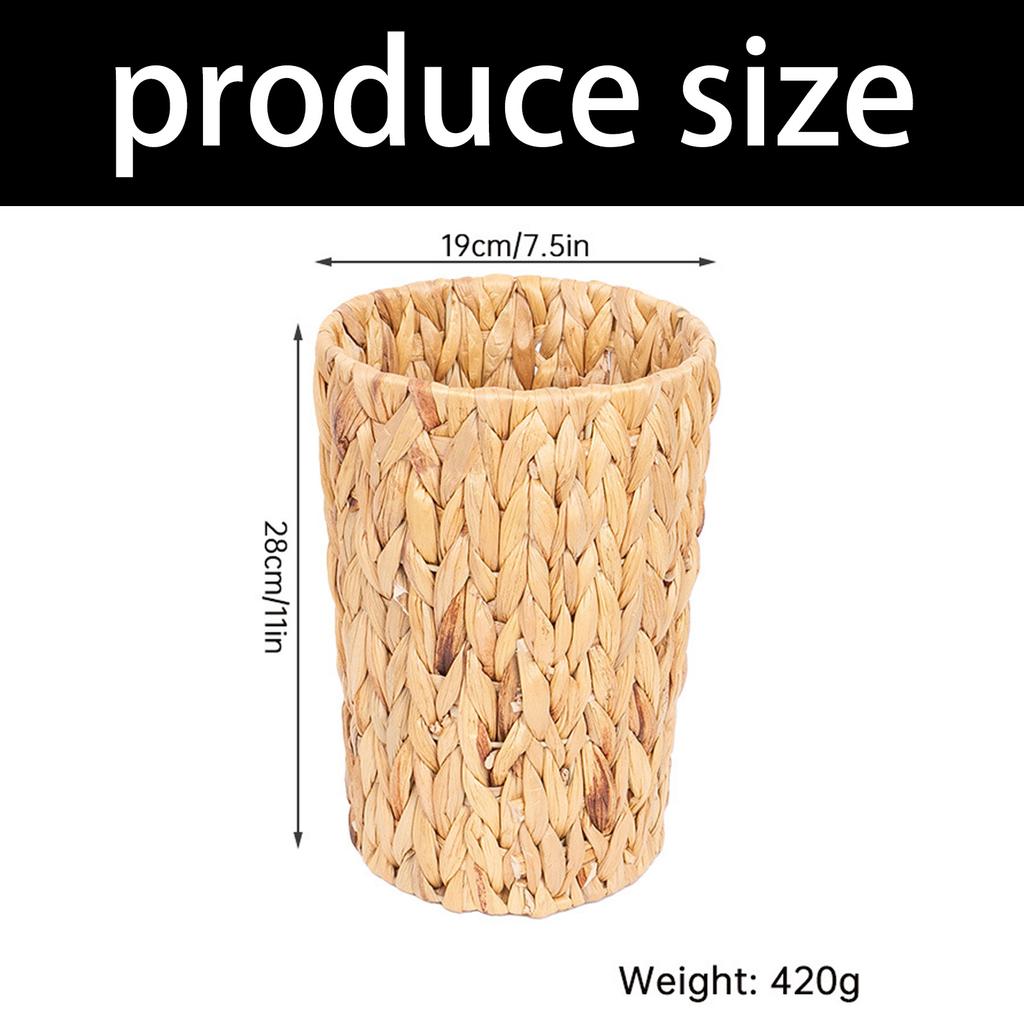 Modern Woven Rattan Trash Can Breathable Odor Resistant Wicker Waste Bin For Small Place And Home Office Decoration