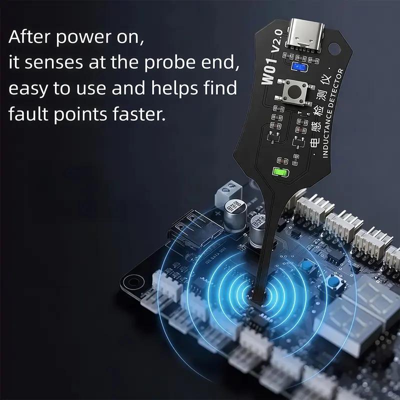 OSS W01 V2.0 Induktivitätsprüfer Motherboard-Spulenprüfer Elektronische Leiterplatte Induktor-Detektor für Handy-Motherboard-Komponenten