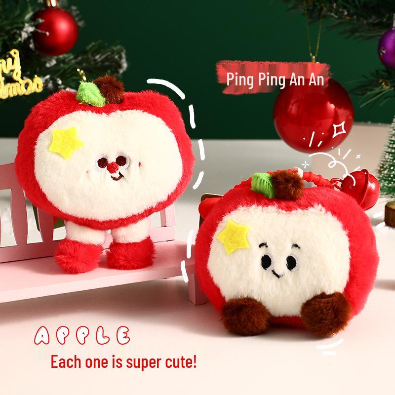 Charming Plush Christmas Apple Keychain Pendant - Cute Children's Gift for a Festive Atmosphere