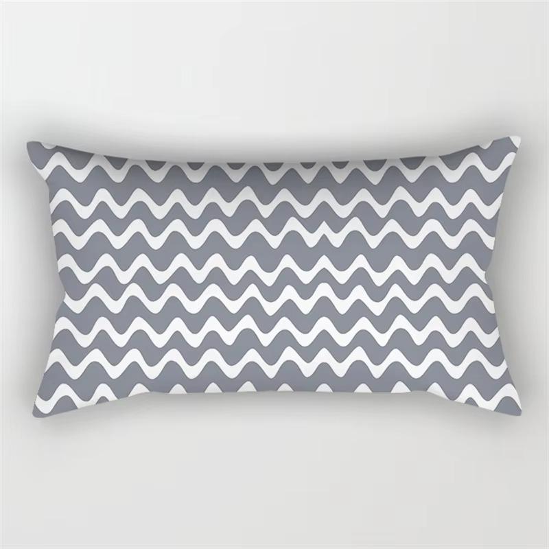Patchwork Grey Geometric Pattern Print Decoration Bedroom Living Room Office Waist Support Home Rectangular Pillowcase