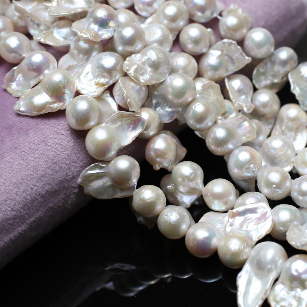 Baroque Handmade Fishtail Pearl 15-23mm, White Natural Freshwater Pearls Beads for Jewelry Making DIY Necklace Accessories, Mother's Day Crafts 36cm