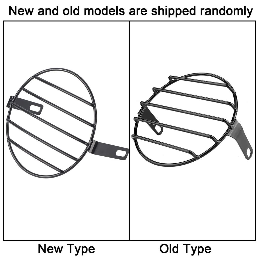 7.09INCH Motorcycle Headlight Grille Cover - Retro Round Metal Guard for LED Headlamp Black Aluminum