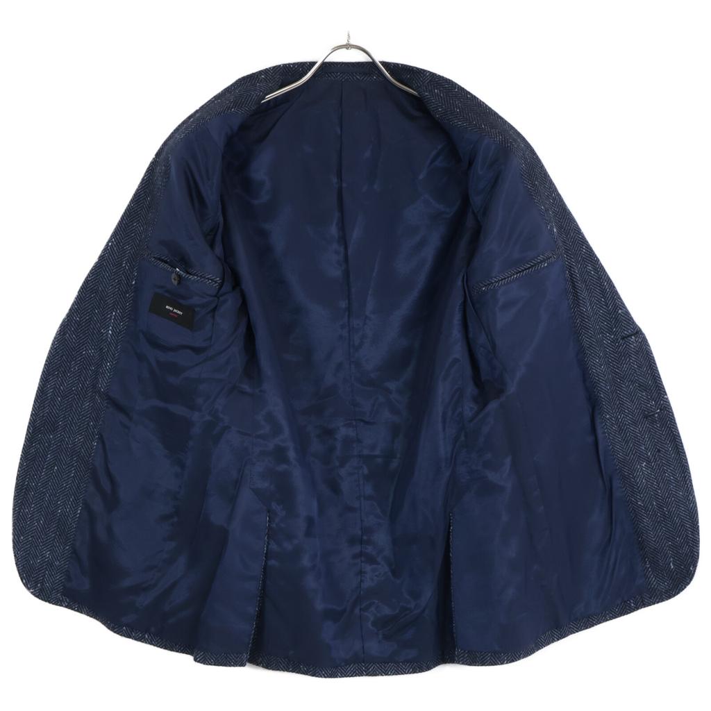 RING JACKET RP051S104 Jodełka Kaszmirex Jedwab 3G Klapy Ostre Marynarka Krawiecka Marynarka * Brak opisu rozmiaru. niebieskiUżywany