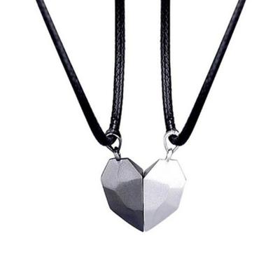 2 Pcs/Set Matching Necklace Magnetic Geometric Creative Unisex Memorial Meaningful His-and-hers