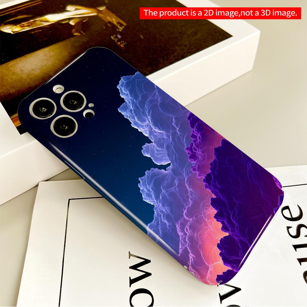 2DFlat Neon Clouds Sky Gradient Phone Case All inclusive film hard phone case, compatible with iPhone 18 Pro Max 17 16 15 14 13 12 11