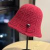 Korean Style Knitted Fisherman Hat for Women In Autumn and Winter All Match Plain Bucket Hat Thickened Warm Woolen Hat Small Basin Hat Showing Face