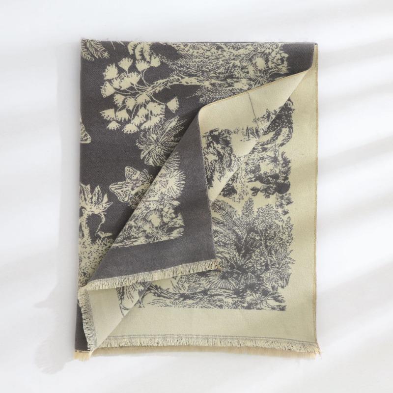 Autumn and winter new thickened scarf women's versatile scarf premium gray double-sided imitation cashmere shawl gift