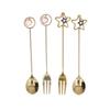 4Pcs Ornament Metal Spoon Rustless Steel Star Pendant Spoon Mini Dessert Spoon  For Hotel